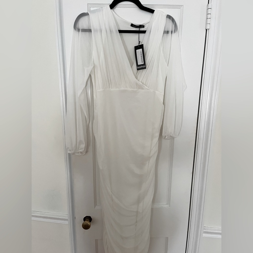 NEW White Boohoo Mesh Dress